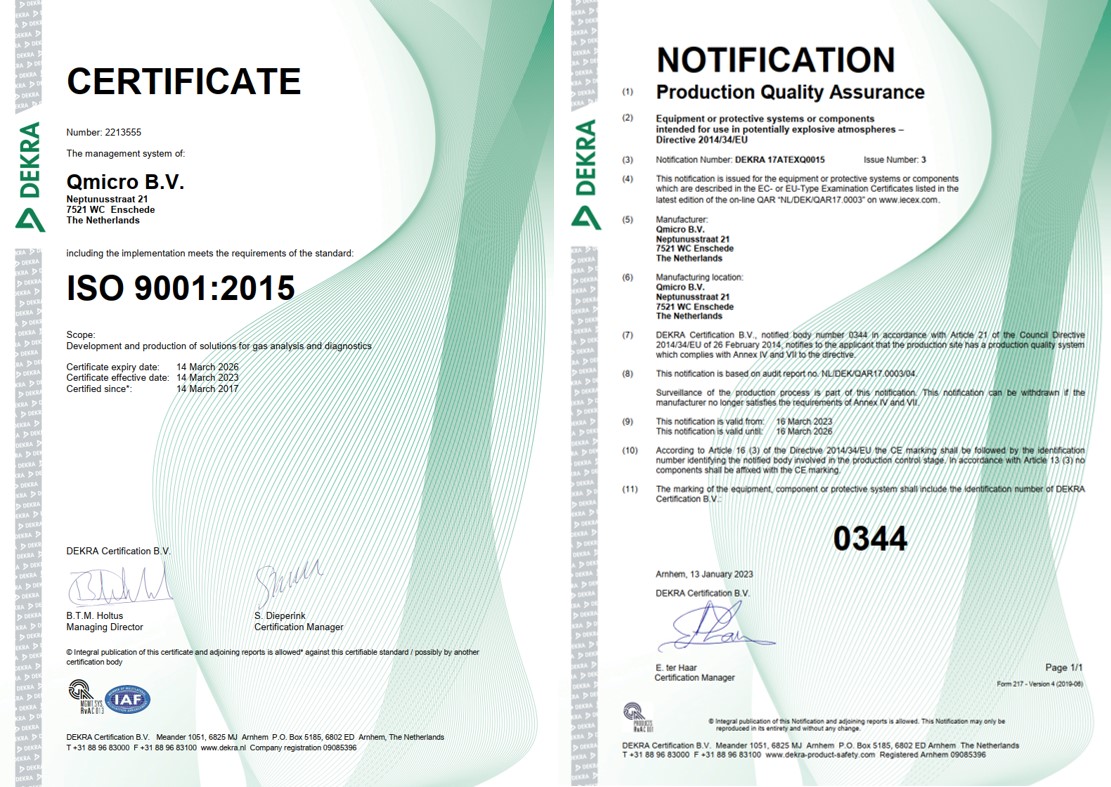 ISO9001 and Ex production certified to 2026